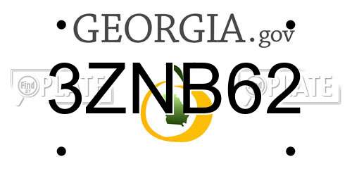 3ZNB62 Georgia License Plate