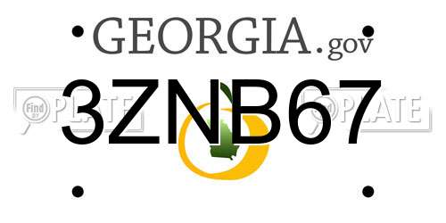 3ZNB67 Georgia License Plate