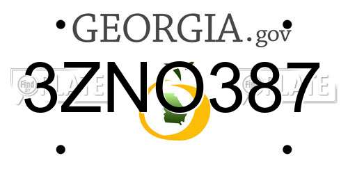 3ZNO387 Georgia License Plate