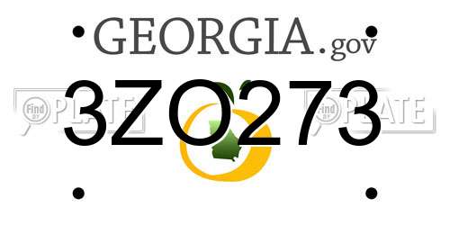 3ZO273 Georgia License Plate