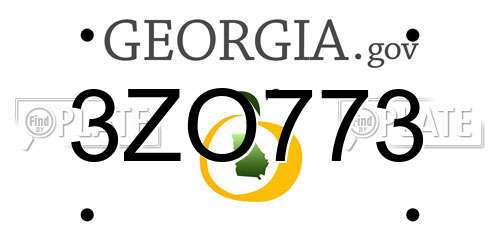 3ZO773 Georgia License Plate