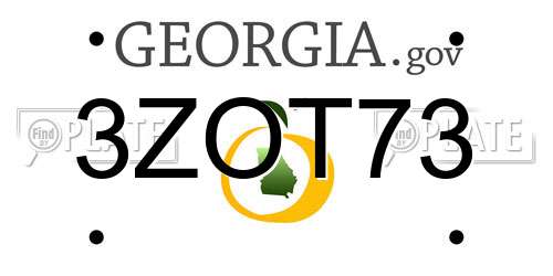 3ZOT73 Georgia License Plate