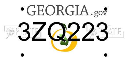 3ZQ223 Georgia License Plate