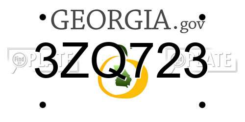 3ZQ723 Georgia License Plate