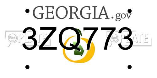 3ZQ773 Georgia License Plate