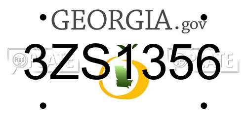 3ZS1356 Georgia License Plate