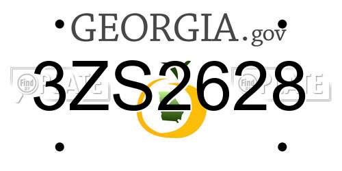3ZS2628 Georgia License Plate