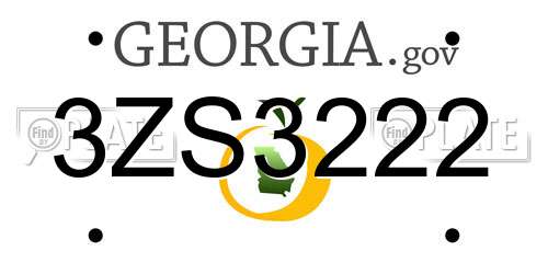 3ZS3222 Georgia License Plate