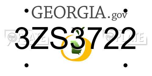 3ZS3722 Georgia License Plate