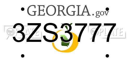 3ZS3777 Georgia License Plate
