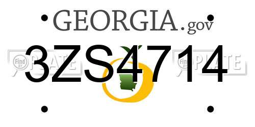 3ZS4714 Georgia License Plate