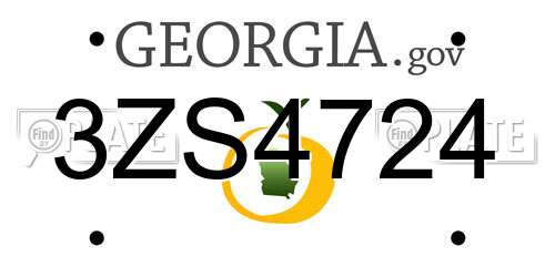 3ZS4724 Georgia License Plate