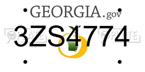 3ZS4774 Georgia License Plate