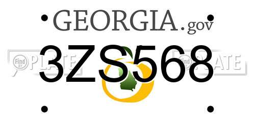 3ZS568 Georgia License Plate