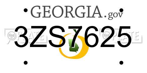 3ZS7625 Georgia License Plate