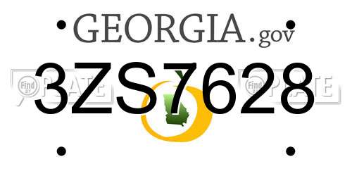 3ZS7628 Georgia License Plate