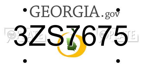 3ZS7675 Georgia License Plate