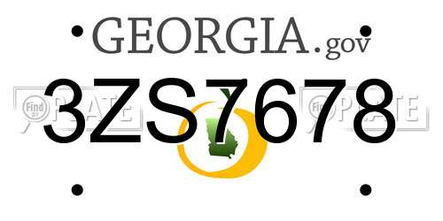 3ZS7678 Georgia License Plate