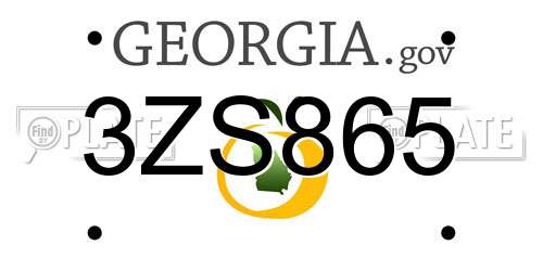 3ZS865 Georgia License Plate