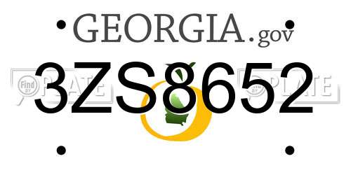 3ZS8652 Georgia License Plate