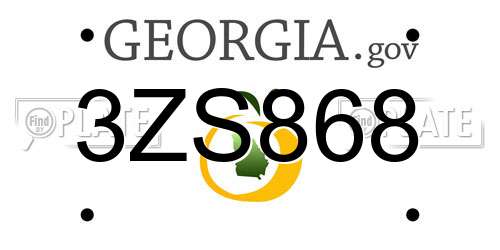 3ZS868 Georgia License Plate