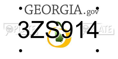 3ZS914 Georgia License Plate