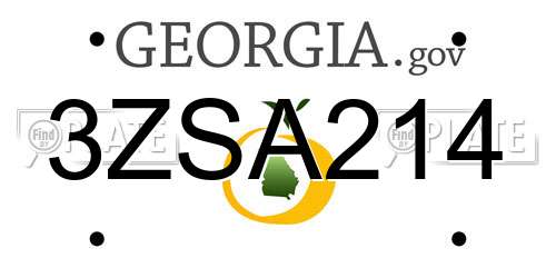 3ZSA214 Georgia License Plate