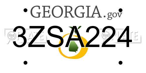 3ZSA224 Georgia License Plate