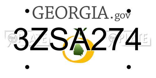 3ZSA274 Georgia License Plate