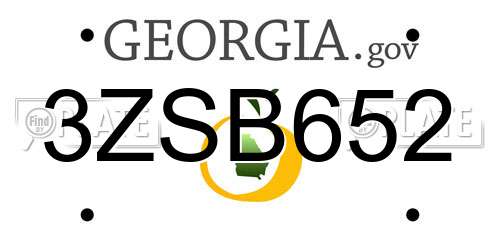 3ZSB652 Georgia License Plate