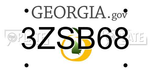 3ZSB68 Georgia License Plate