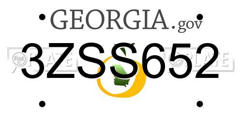 3ZSS652 Georgia License Plate