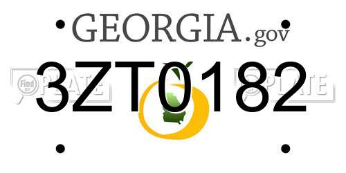 3ZT0182 Georgia License Plate