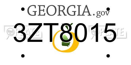 3ZT8015 Georgia License Plate