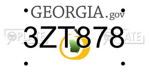 3ZT878 Georgia License Plate