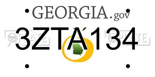 3ZTA134 Georgia License Plate
