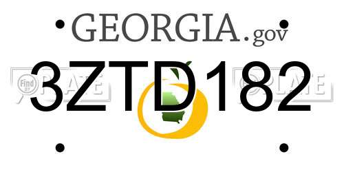 3ZTD182 Georgia License Plate