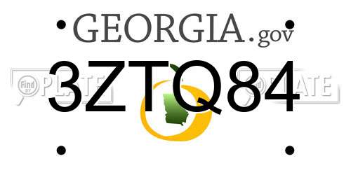 3ZTQ84 Georgia License Plate
