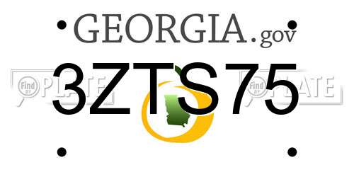 3ZTS75 Georgia License Plate