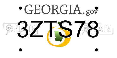3ZTS78 Georgia License Plate