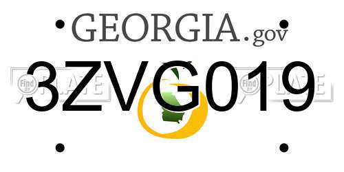 3ZVG019 Georgia License Plate