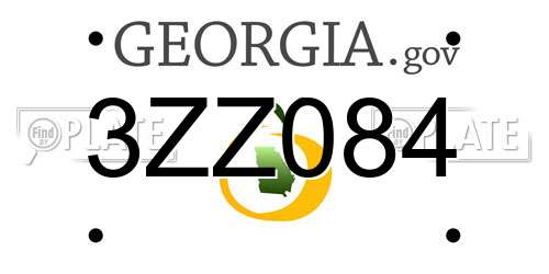 3ZZ084 Georgia License Plate