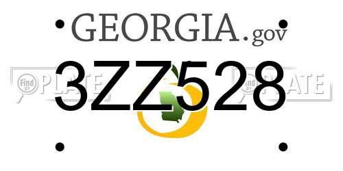 3ZZ528 Georgia License Plate