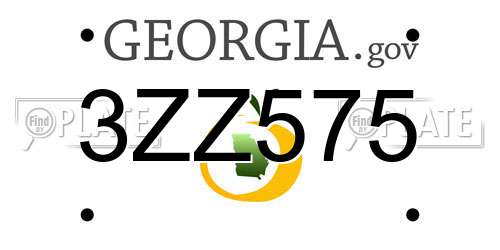 3ZZ575 Georgia License Plate