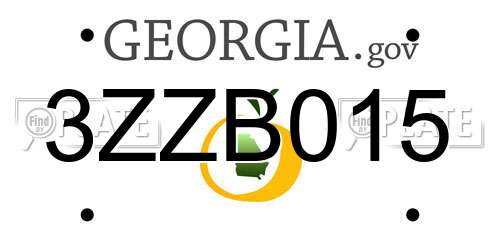 3ZZB015 Georgia License Plate