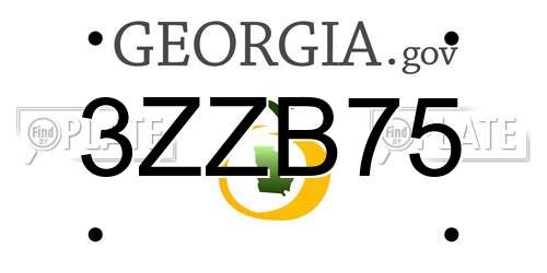 3ZZB75 Georgia License Plate
