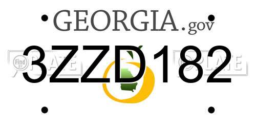 3ZZD182 Georgia License Plate