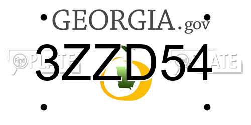 3ZZD54 Georgia License Plate