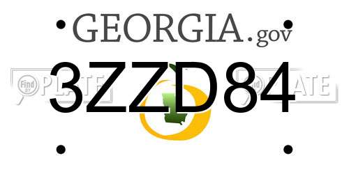3ZZD84 Georgia License Plate