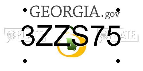 3ZZS75 Georgia License Plate